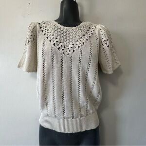 Handmade  Cream Crochet Blouse Medium